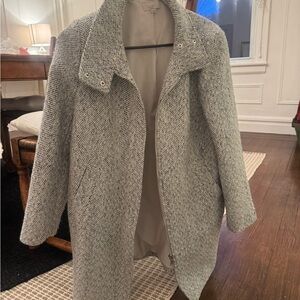 LOFT Gray Herringbone Pea Coat